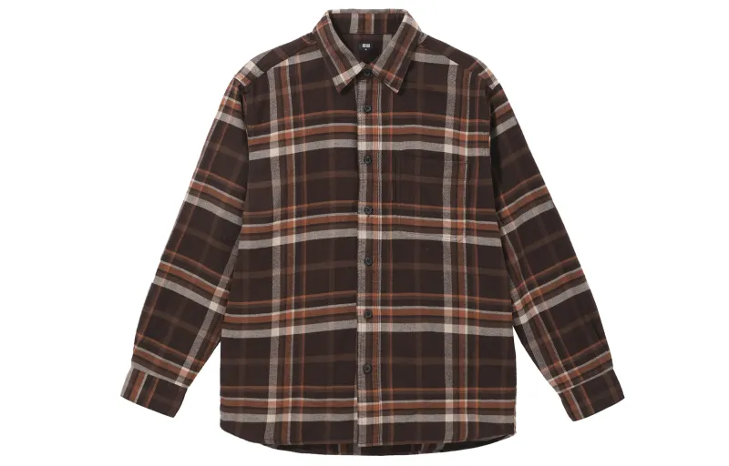 UNIQLO Shirts Men's Dark Umber Pointed Collar Moderate Other