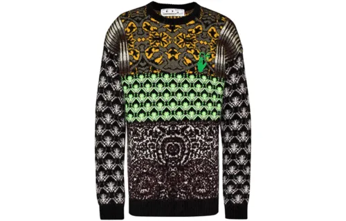 OFF WHITE Dinosaur Series Sweaters Men's Black Crew Neck Moderate Other