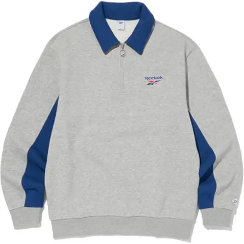 Reebok Sweatshirts Unisex Gray Lapel Moderate