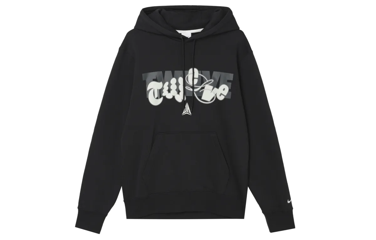 Nike Club Letter Print Fleece Lined Hooded Fashion Sweatshirt Men's Black