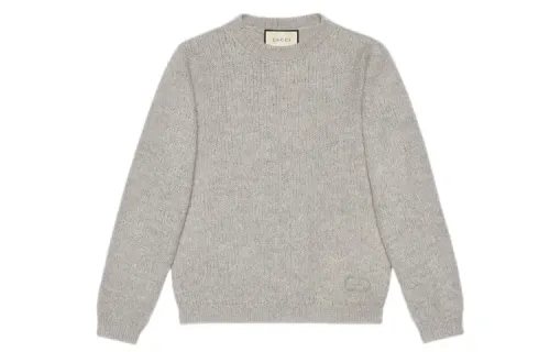 GUCCI Sweaters Men's Light Gray Crew Neck Moderate Other
