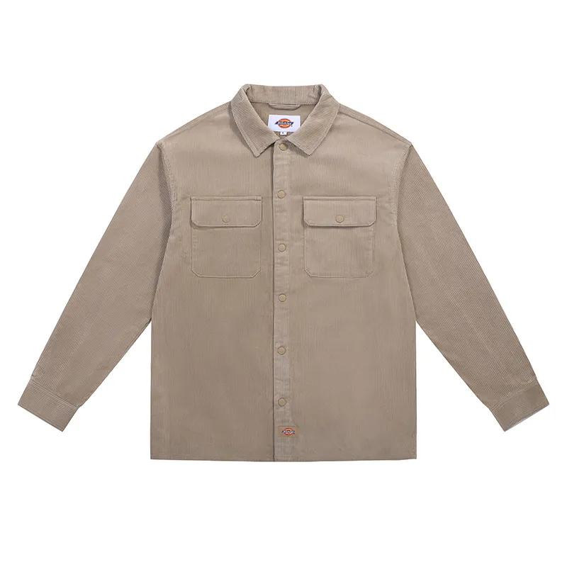 Dickies Shirts Men's Khaki Lapel Moderate Straight Fit