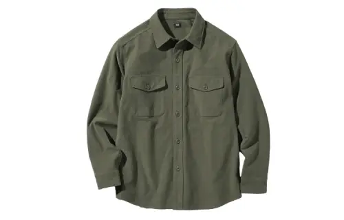 UNIQLO Shirts Men's Olive Pointed Collar Moderate Other