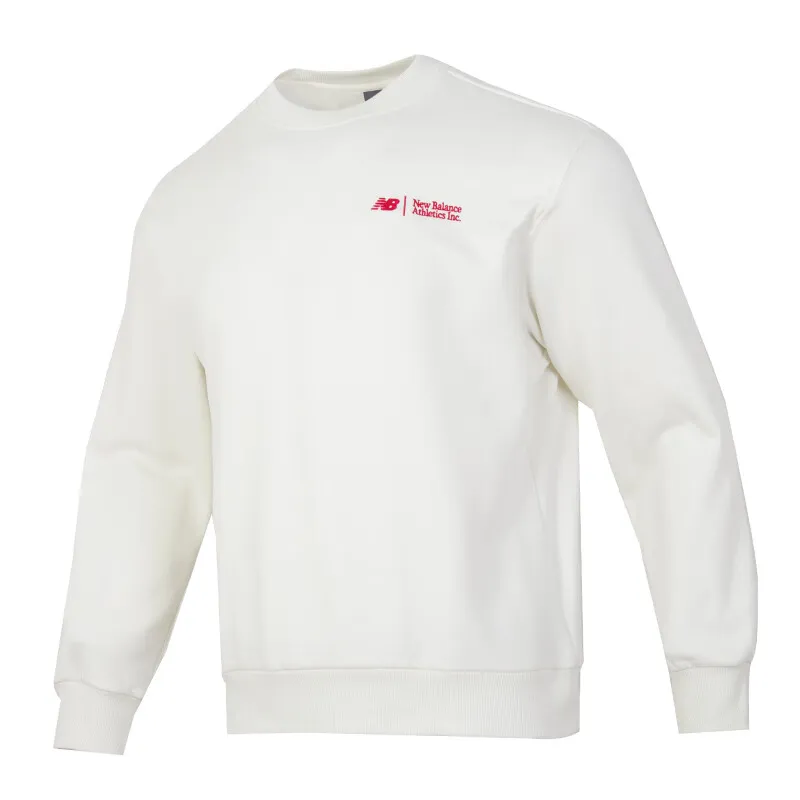 New Balance Crew Neck Casual Fleece Lined Comfortable Long Sleeved Sweatshirt Men's Ecru