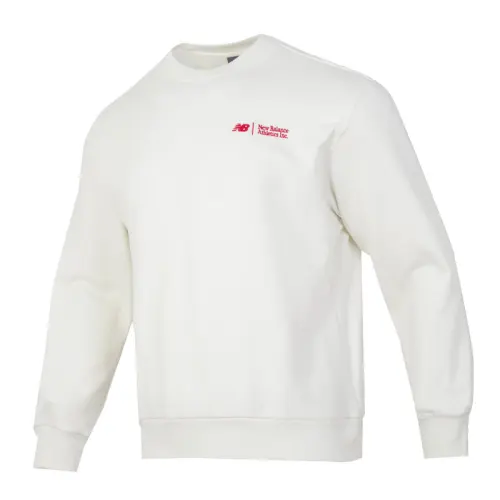 New Balance Crew Neck Casual Fleece Lined Comfortable Long Sleeved Sweatshirt Men's Ecru