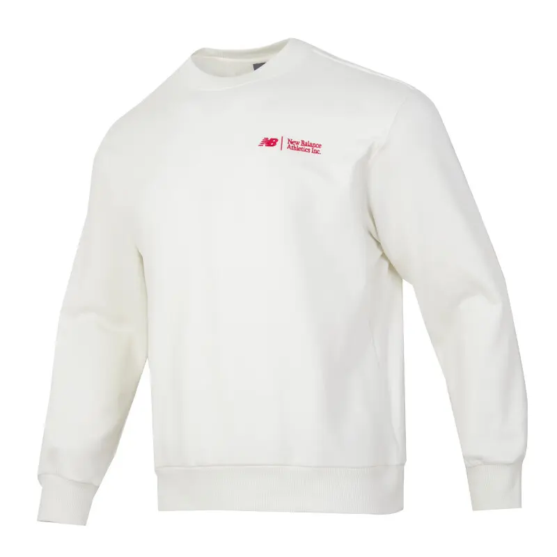 New Balance Crew Neck Casual Fleece Lined Comfortable Long Sleeved Sweatshirt Men's Ecru