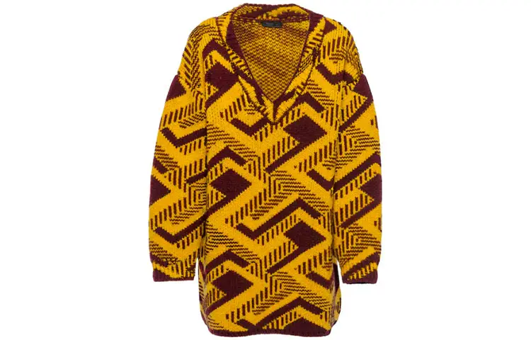 PRADA Sweaters Men's Yellow V Neck Moderate Base Layer