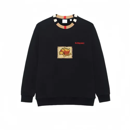 Burberry Multicolor Letter Embroidery Crew Neck Long Sleeved Sweatshirt Unisex Black
