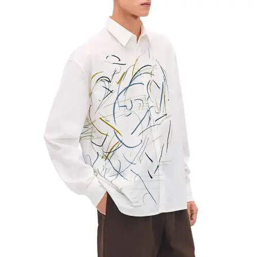 HERMES Shirts Men's White Lapel Moderate Other
