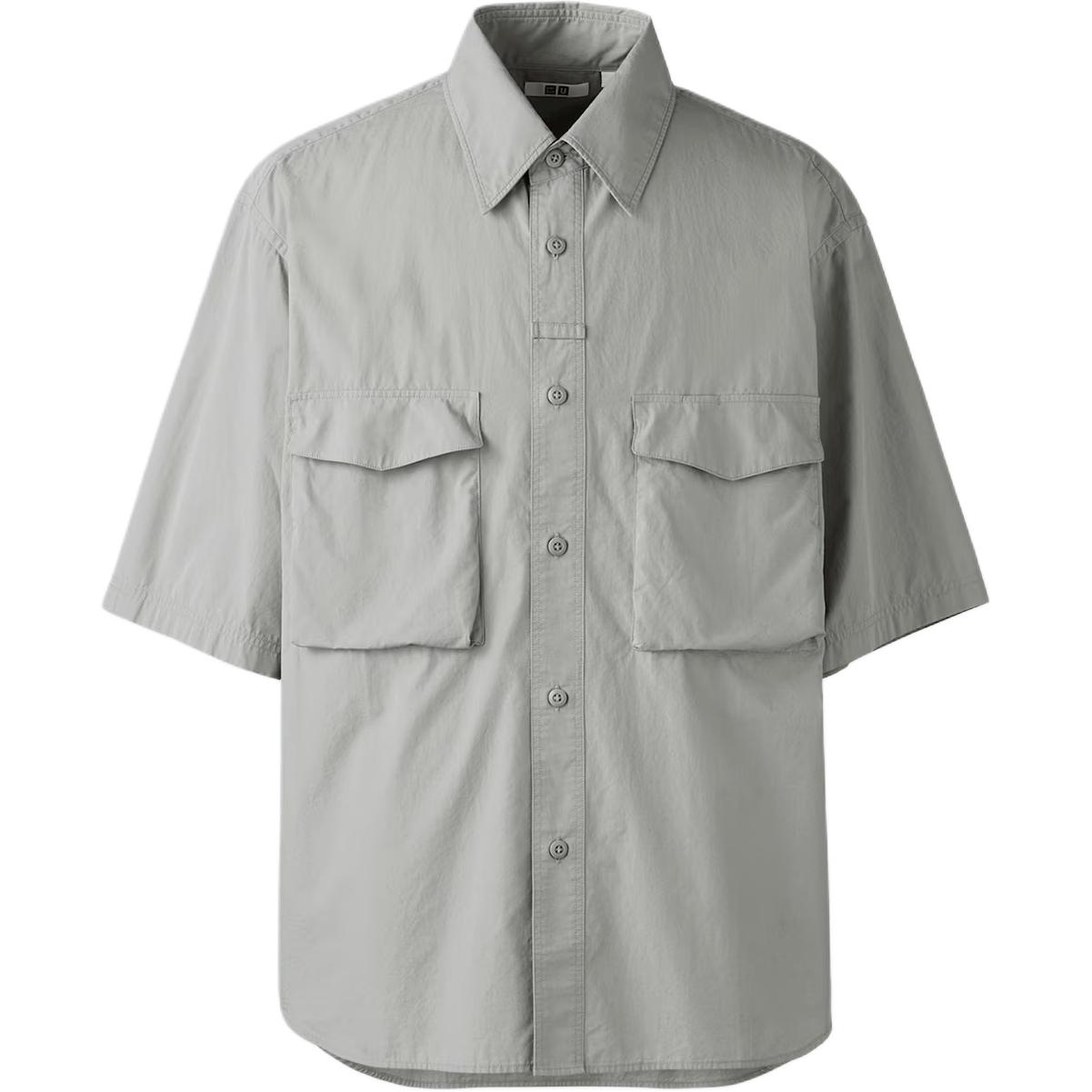 UNIQLO Uniqlo U Series SS25 Chest Flap Pocket Button Loose and Comfortable Short Sleeve Shirt Men's Green