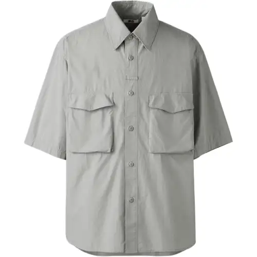 UNIQLO Uniqlo U Series SS25 Chest Flap Pocket Button Loose and Comfortable Short Sleeve Shirt Men's Green