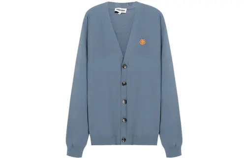 KENZO Sweaters Men's Blue V Neck Moderate Cardigan