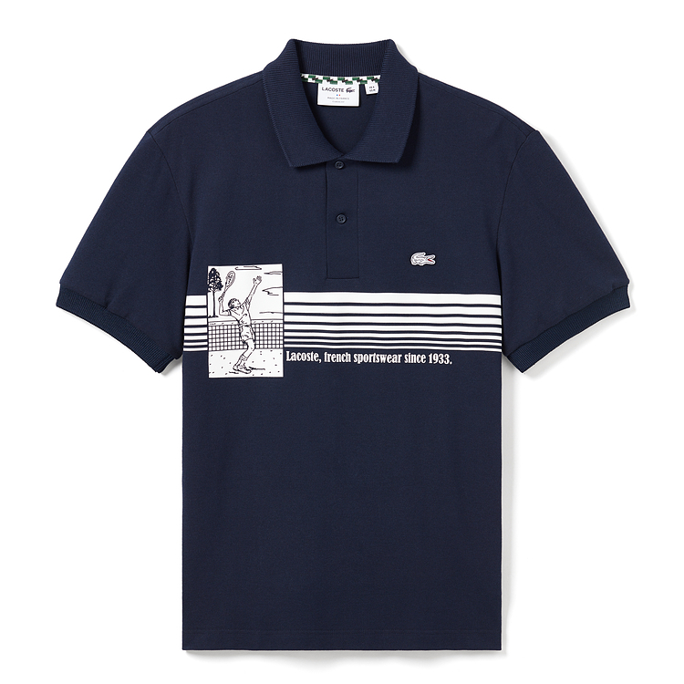 Мужская футболка-поло LACOSTE с логотипом (синяя)