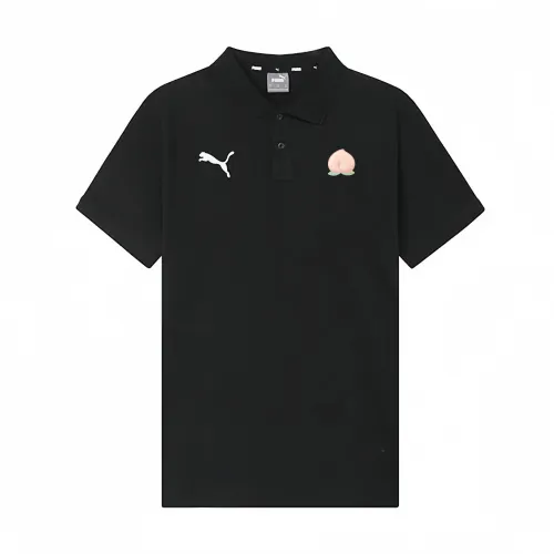 PUMA Polo Shirts Unisex Black Polo Collar Moderate Straight Fit