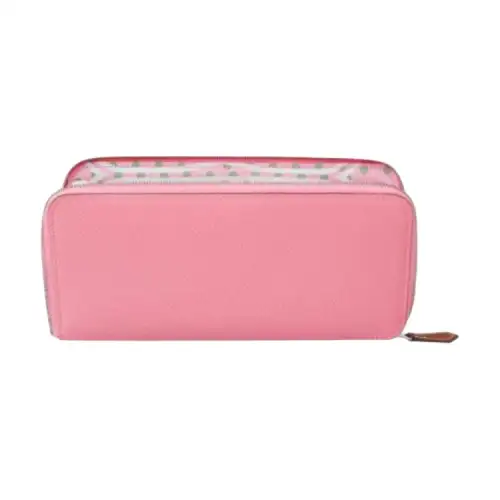 HERMES Silk'In Epsom With Barenia Calfskin Wallet Women's Milkshake Pink