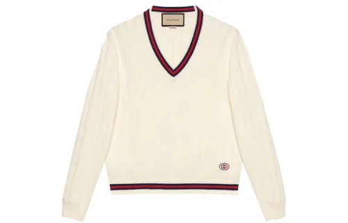 GUCCI Sweaters Men's Beige V Neck Moderate Other