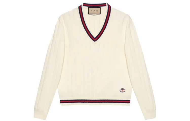 GUCCI Sweaters Men's Beige V Neck Moderate Other