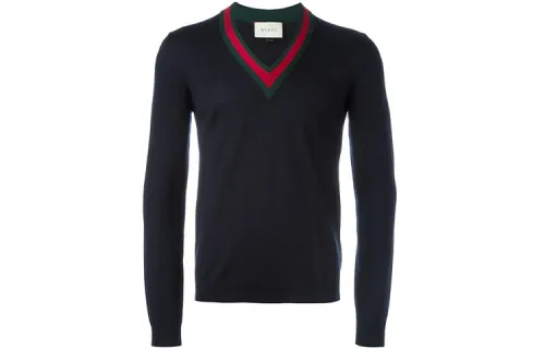 GUCCI Sweaters Men's Black V Neck Moderate Other