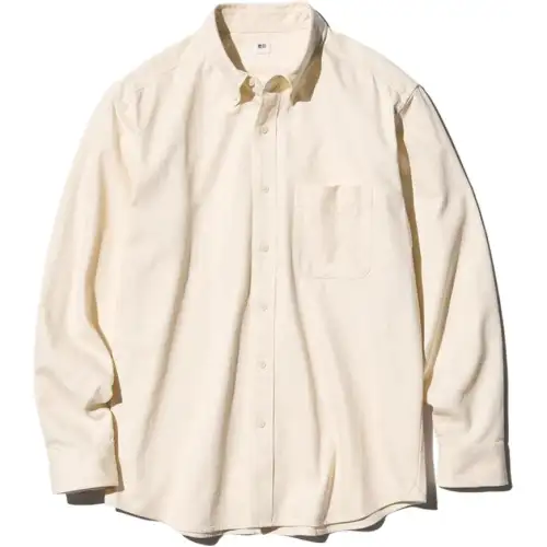 UNIQLO Shirts Men's Ivory Lapel Moderate Denim