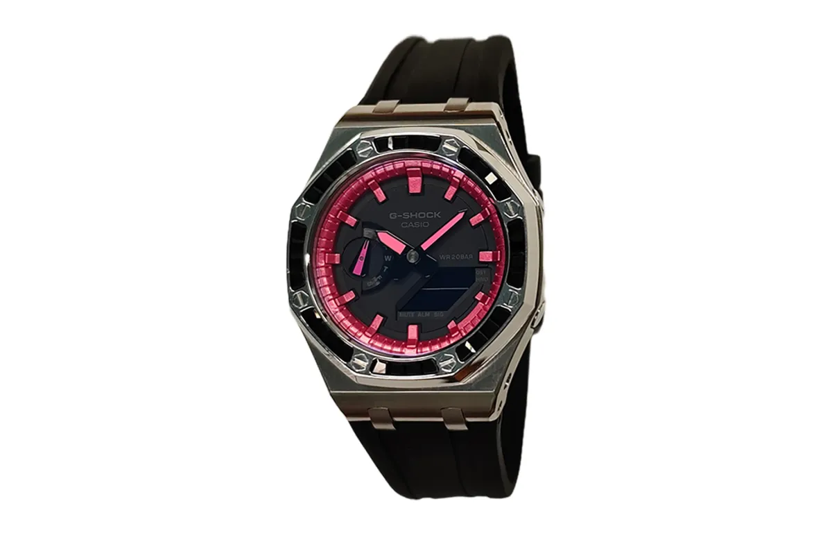 CASIO Custom Collection Electronic Movement Fluoroelastomer Strap Watch Men's Watches Black Dial