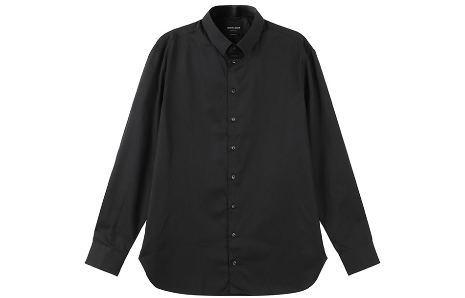 GIORGIO ARMANI Giorgio Armani FW23 solid color single-breasted casual long-sleeved shirt men's black