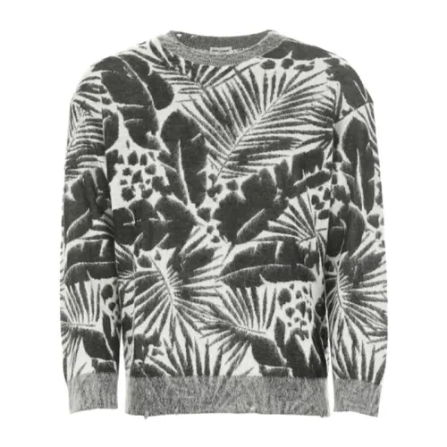 SAINT LAURENT Foliage pattern Crew Neck Jumper
