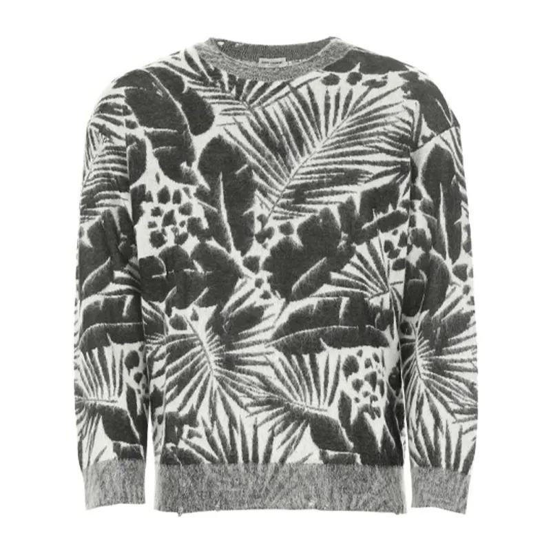 SAINT LAURENT Foliage pattern Crew Neck Jumper