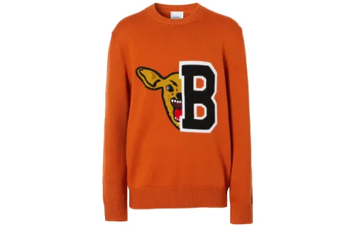 Burberry Sweaters Men's Orange Crew Neck Moderate Other