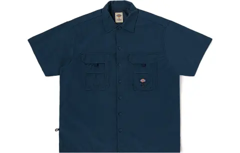 Dickies Shirts Men's Dark Marine Blue Pointed Collar Moderate Workwear