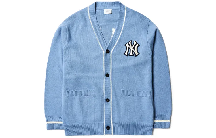 MLB New York Yankees Sweaters Unisex Sky Blue V-neck Moderate Other