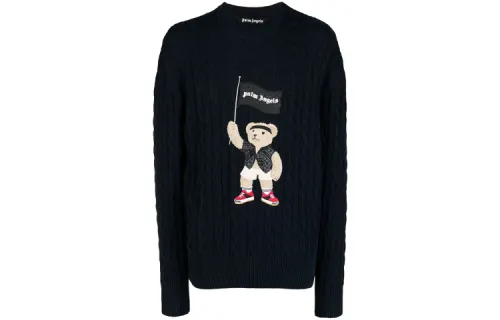 PALM ANGELS Pirate Bear Cable Knit Sweater