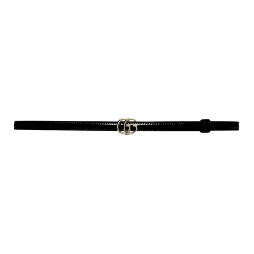 GUCCI GG Marmont Leather, Patent Leather Belts Women's Black Width 1.2cm