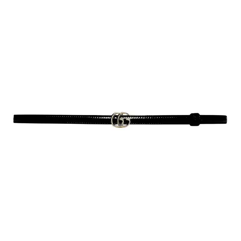 GUCCI GG Marmont Leather, Patent Leather Belts Women's Black Width 1.2cm