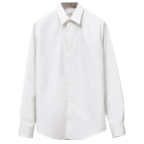 HERMES Shirts Men's Gray Pointed Collar Moderate