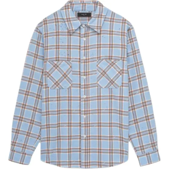 AMIRI Shotgun Flannel Frayed Hem Shirt