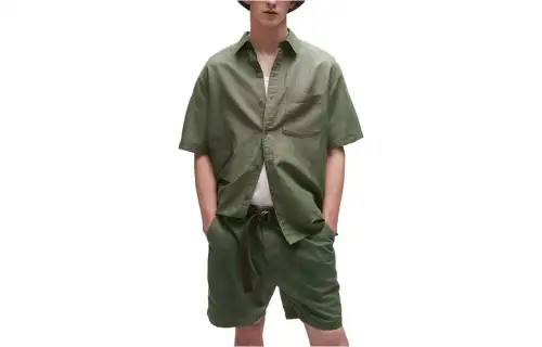 UNIQLO Shirts Men's Turquoise Pointed Collar Moderate Other