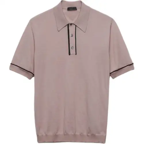 PRADA Polo Shirts Men's Pink Polo Collar Moderate Other