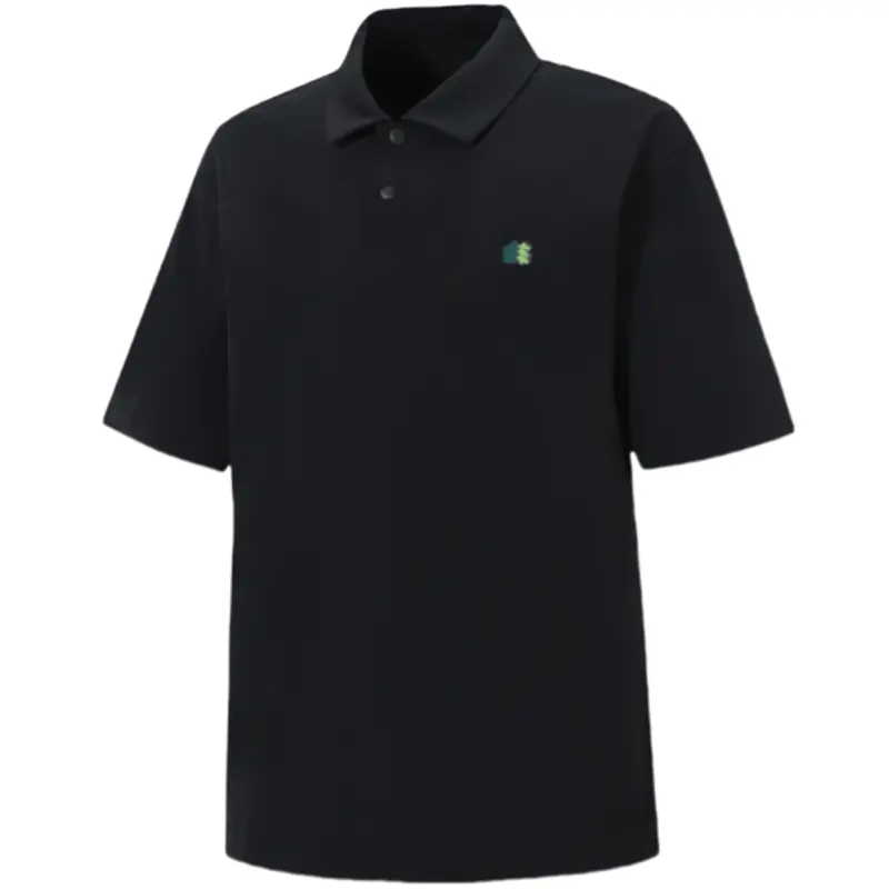 Travel cloth, quick dry breathable black polo for men and women, 3D, with your logo imprint, absorbs sweat and smell, UV protection, with short sleeve