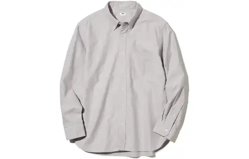 UNIQLO Shirts Unisex Lead Gray Pointed Collar Moderate Other