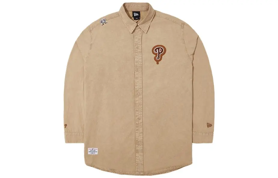 New Era Shirts Unisex Brown Pointed Collar Moderate Shirt