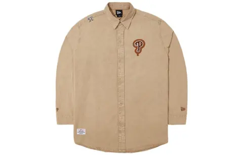 New Era Shirts Unisex Brown Pointed Collar Moderate Shirt