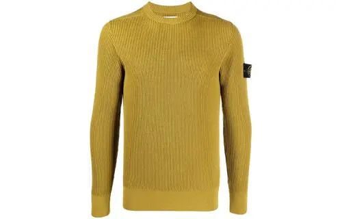 STONE ISLAND Sweaters Men's Yellow Crew Neck Moderate Base Layer