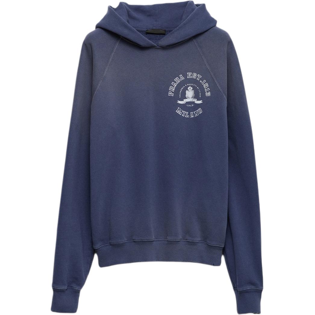 Мужское худи Prada Printed Cotton (синее)