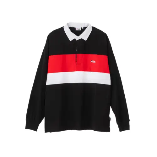 FILA Shirts Men's Black Lapel Moderate Rugby