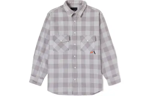 Vans Shirts Unisex Gray Plaid Pointed Collar Moderate Shirt