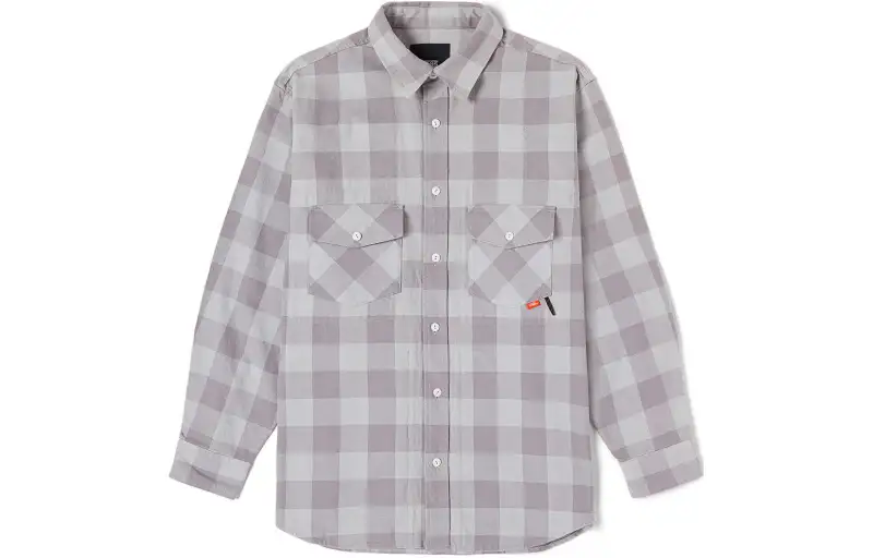 Vans Shirts Unisex Gray Plaid Pointed Collar Moderate Shirt