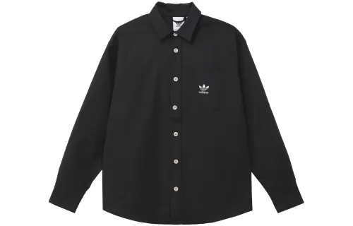 Adidas Originals Shirts Men's Black Pointed Collar Moderate Shirt