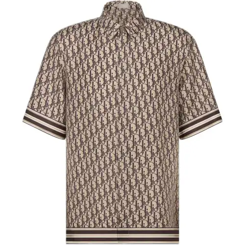 DIOR Oblique Short Sleeved Shirt Men's Brown