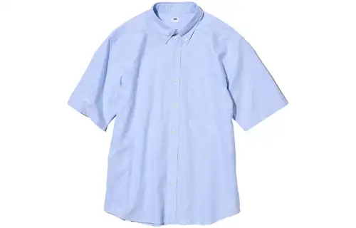 UNIQLO Shirts Unisex Lake Blue Pointed Collar Moderate Other