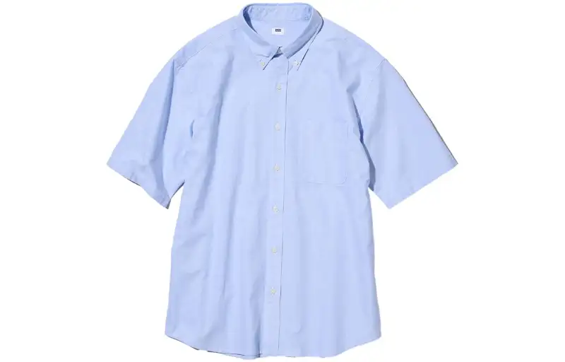 UNIQLO Shirts Unisex Lake Blue Pointed Collar Moderate Other